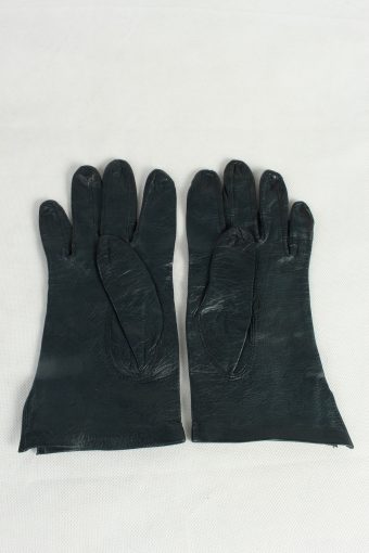 Vintage Womens Leather Gloves Dark Blue