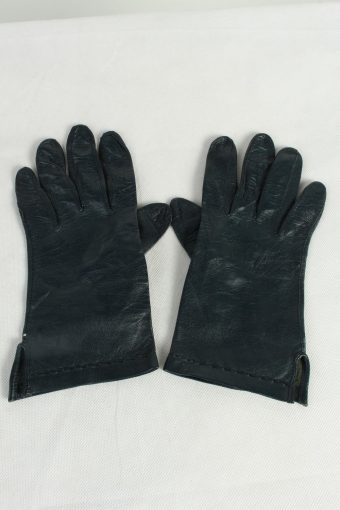 Vintage Womens Leather Gloves Dark Blue