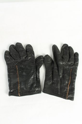 Vintage Womens Leather Gloves Lined Black