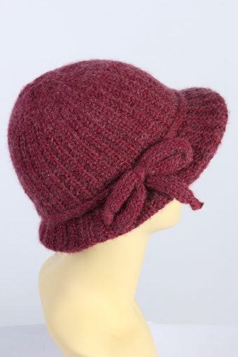 Vintage 1980s Fashion Womens Knit Brim Hat Bordeaux HAT1309-126119