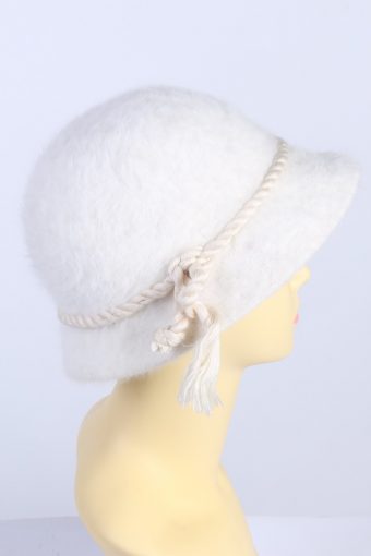 Vintage 1980s Fashion Womens Fleece Brim Hat White HAT1310-126123