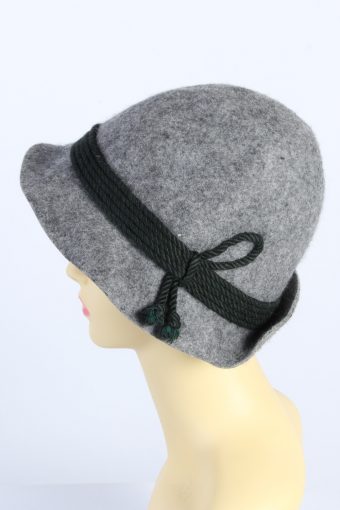 Vintage Schladminger 1980s Fashion Womens Brim Hat With Plaited Cord Grey HAT1427-127892