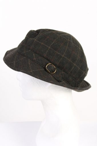 Vintage Mayser 1980s Fashion Unisex Brim Lined Buckle Hat Wool Blended Brown HAT1461-128341