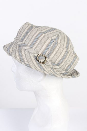 Vintage 1970s Fashion Unisex Brim Lined Hat With Buckle Detail Multi HAT1462-128345