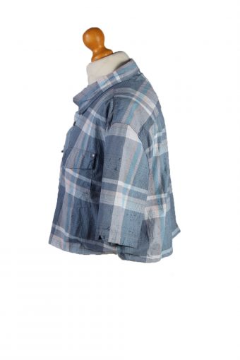 Calvin Klein Womens Croped Top Shirt Short Sleeve Remake Blue XL