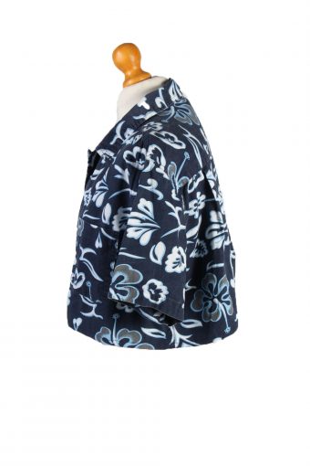 Vintage Fishbone Womens Croped Top Shirt Short Sleeve S Navy CRTOP20-132285