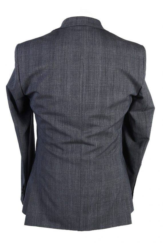 Mens Blazer Jacket Lined Wool Checkered Slim fit 38R Grey M