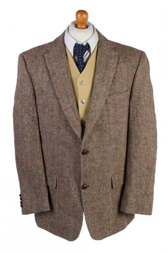 Harris Tweed Blazer Jacket Classic Windowpane Brown XXL