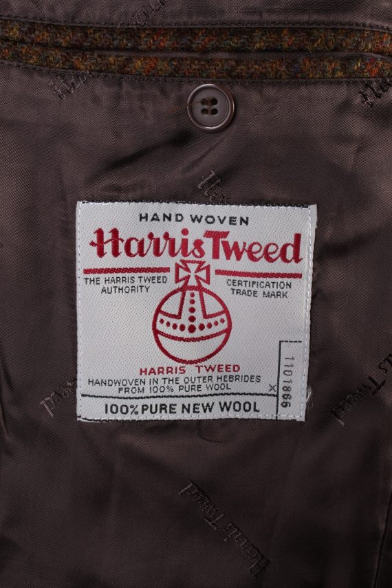 Harris Tweed Blazer Jacket Classic Windowpane Brown XL