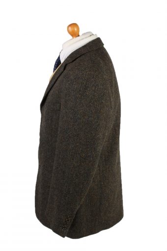 Vintage Harris Tweed Blazer Jacket Classic Herringbone Chest 47" Dark Brown HT2870-133114