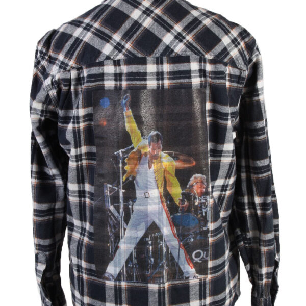 Flannel Shirt Freddie Mercury Printed Remake Long Sleeve Navy L
