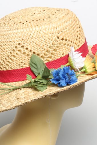 Vintage Womens Summer 100% Straw Trilby Hat Coffee HAT1493-135115