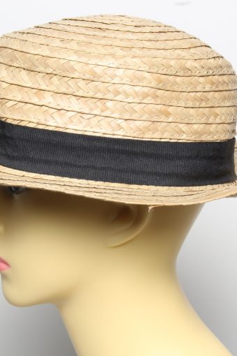 Vintage Womens Summer 100% Straw Trilby Hat Brown HAT1494-135119