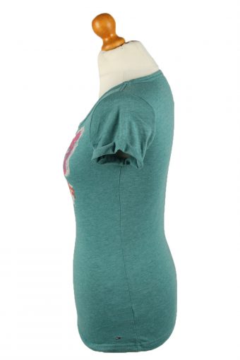 Tommy Hilfiger Womens T-Shirt Tee Wide Neck Green S