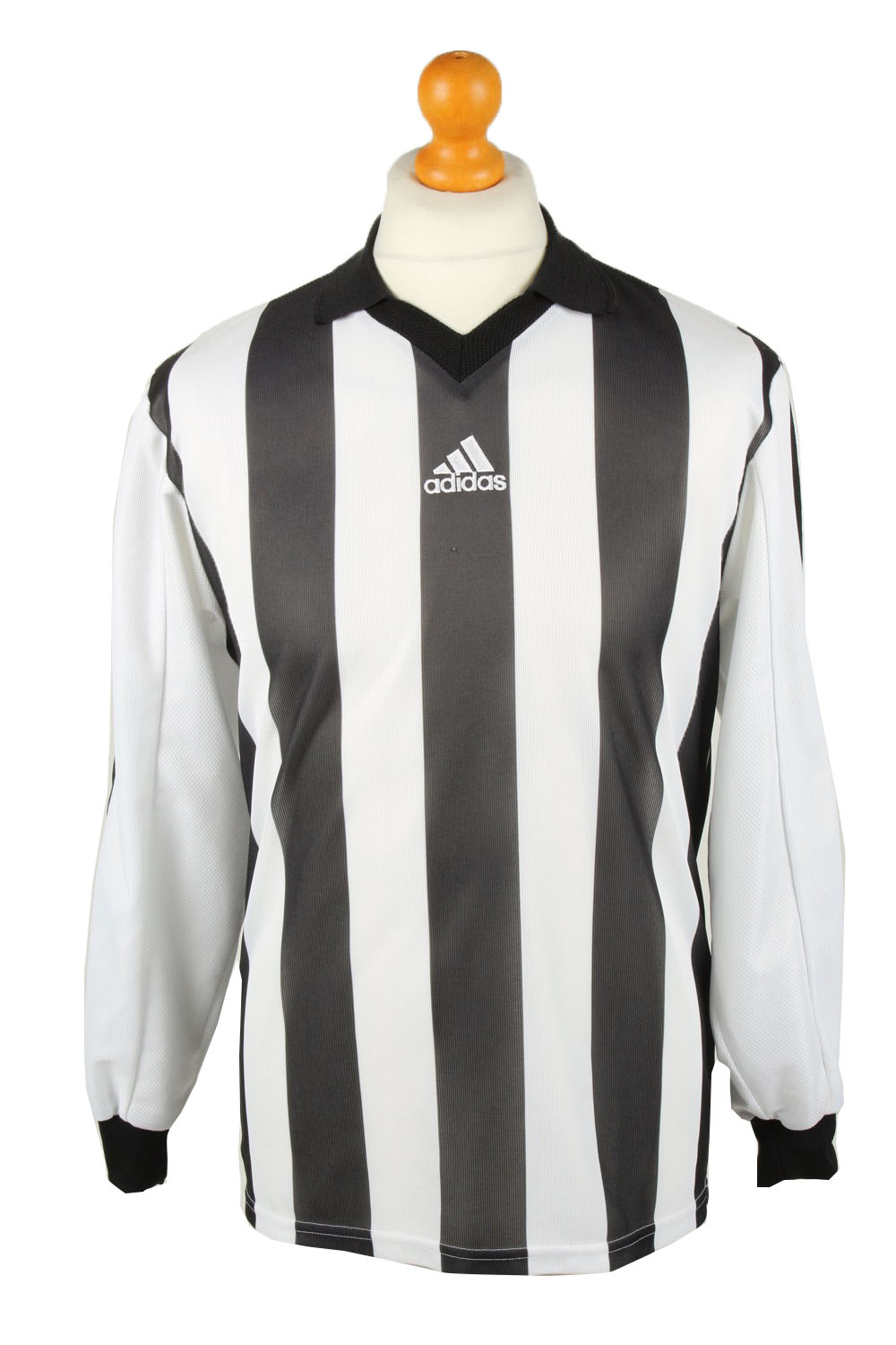 Adidas Football Jersey Shirt Black & White 3 Stripes S S Pepper Tree London