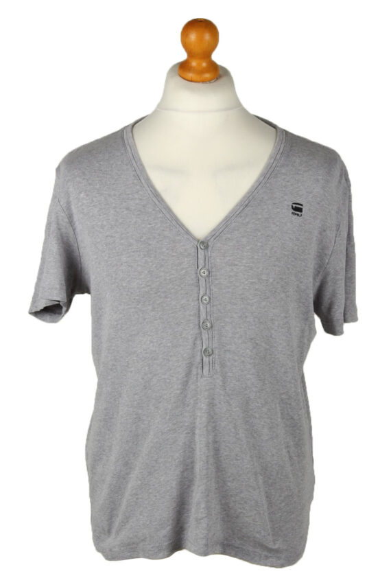 G-Star Mens T-ShirT-Shirt Button Neck Grey L