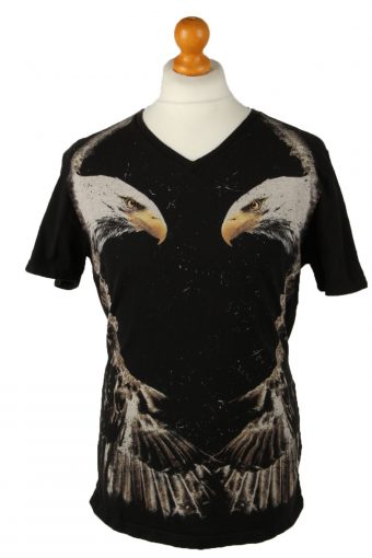 Eagle Printed T-Shirt Tee Top Crew Neck Black M