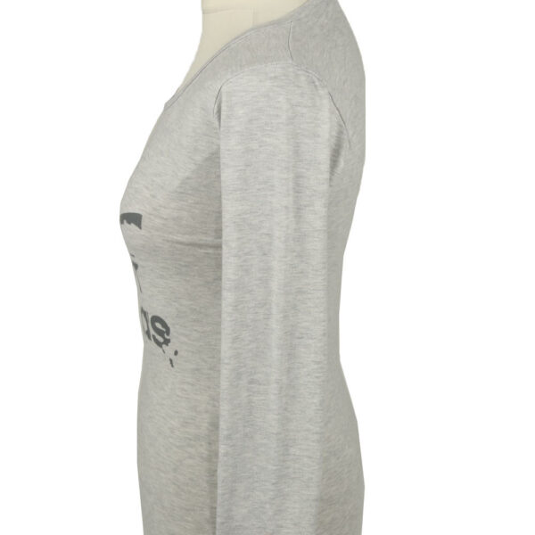 Adidas Womens Shirt Top Trefoil Crew Neck Long Sleeve Grey L