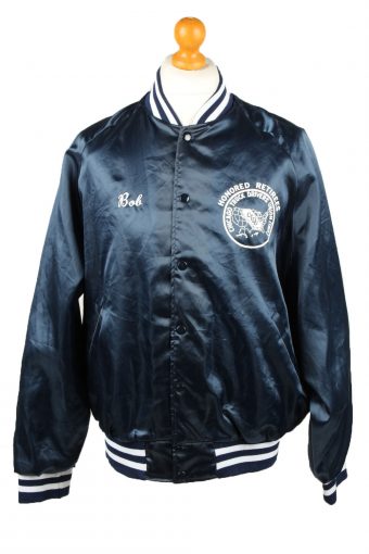 Vintage Aristo Jac Satin Baseball Jacket XL Navy