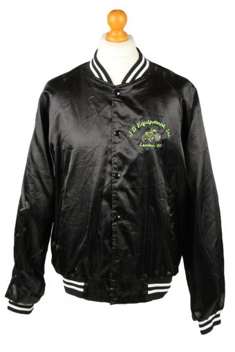 Vintage Hartwell Satin Baseball Jacket XL Black