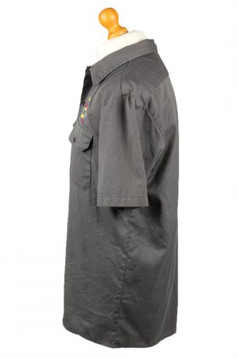 Dickies Work Shirt Workwear Button Up Short Sleeve Dark Grey L