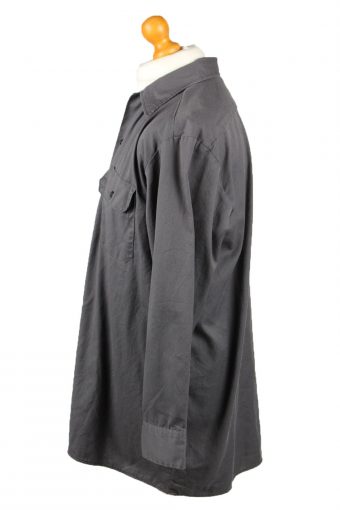 Dickies Work Shirt Workwear Button Up Long Sleeve Dark Grey L