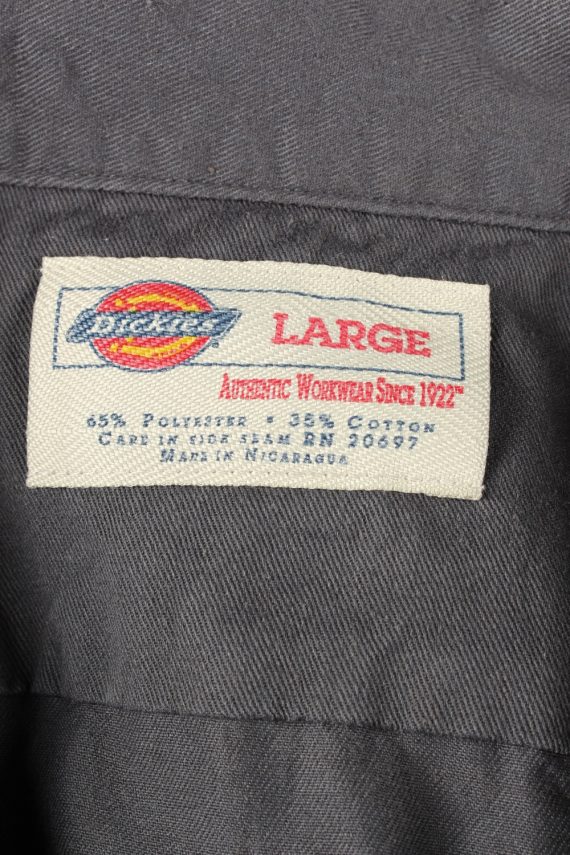 Dickies Work Shirt Workwear Button Up Long Sleeve Dark Grey L