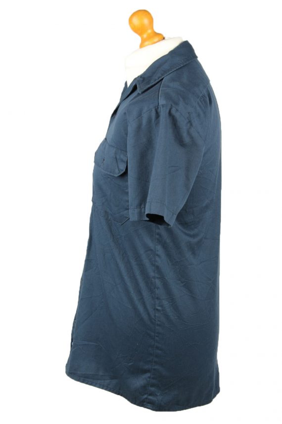 Dickies Work Shirt Workwear Button Up Short Sleeve Dark Blue S
