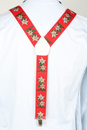 Vintage Adjustable Elastic Braces Suspenders 90s Red