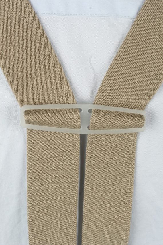 Vintage Adjustable Elastic Braces Suspenders 80s Cream