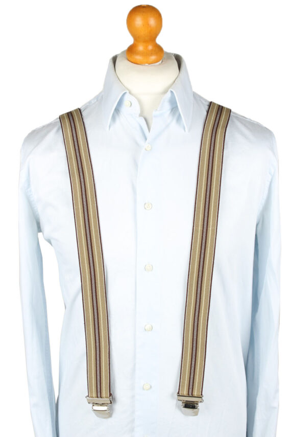 Vintage Adjustable Elastic Braces Suspenders 70s Brown