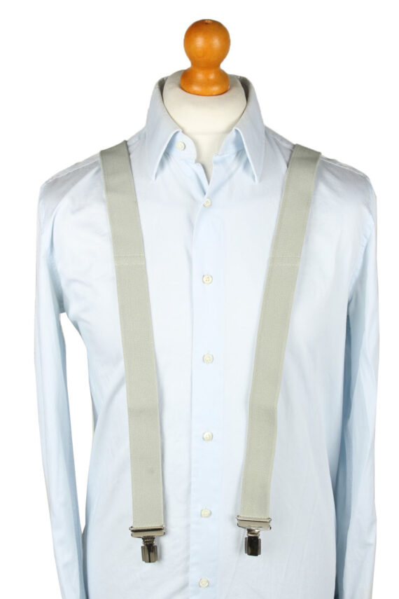 Vintage Adjustable Elastic Braces Suspenders 80s Light Grey