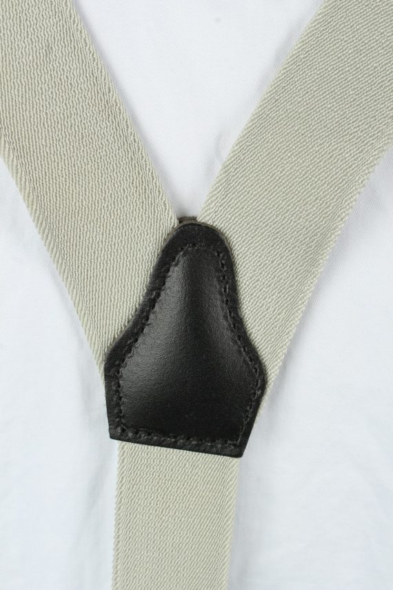 Vintage Adjustable Elastic Braces Suspenders 80s Light Grey