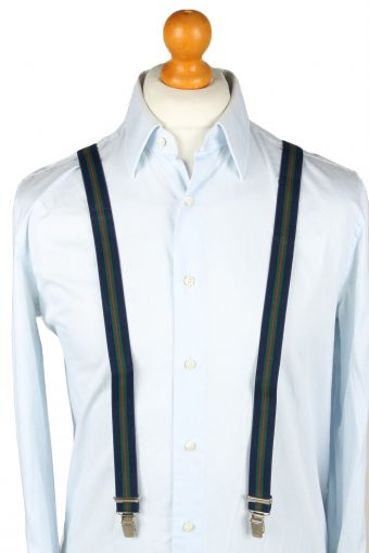 Vintage Adjustable Elastic Braces Suspenders 80s Dark Blue