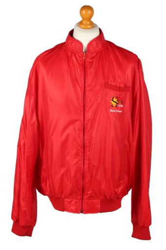 Vintage Holloway Mens Satin Baseball Bomber Jacket XL Red