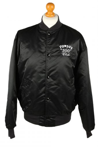 Vintage Game Sportswear Mens Satin Baseball Bomber Jacket L Black