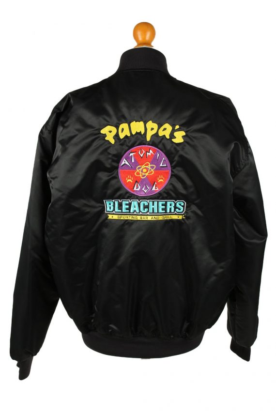 Vintage Game Sportswear Mens Satin Baseball Bomber Jacket L Black