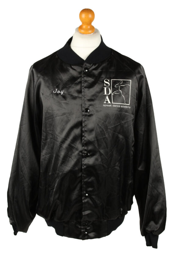 Vintage Westark Mens Satin Baseball Bomber Jacket XL Black