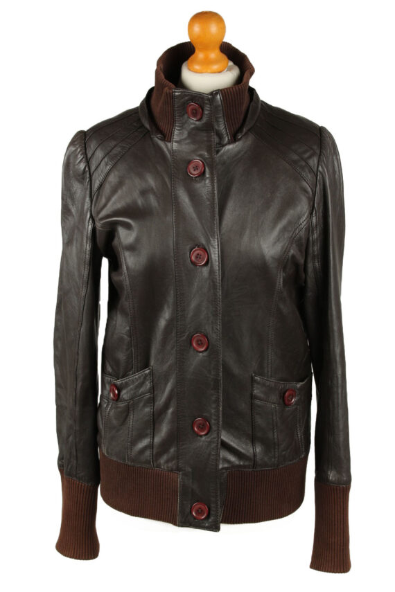 Vintage Womens Review Leather Jacket Coat L Black