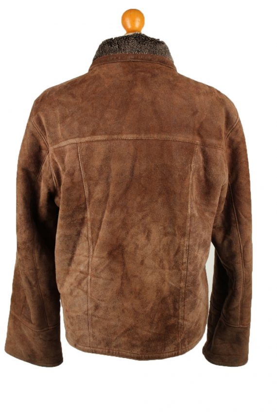 Vintage Mens Sheepskin Leather Coat 80s Chest 46 in Brown