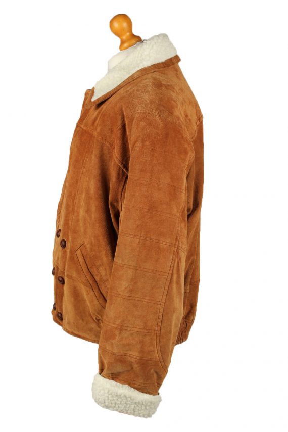 Vintage Mens Sheepskin Leather Coat 80s 54 Brown
