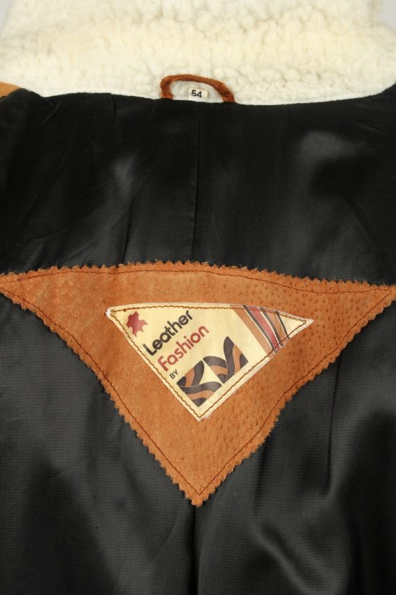 Vintage Mens Sheepskin Leather Coat 80s 54 Brown