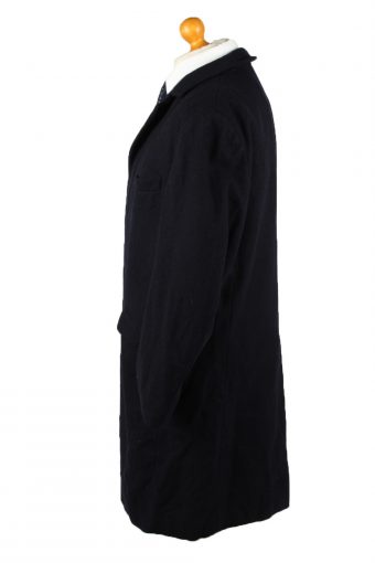 Vintage Mens Wool Overcoat 90s Chest 47" Navy -C2115-145503