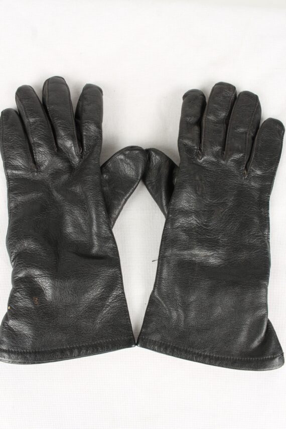 Vintage Unisex Faux Leather Gloves 90s Size 8 Black