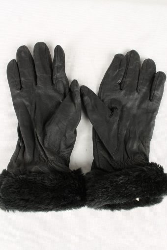 Vintage Womens Genuine Leather Gloves 90s Size 8 Black G127-146518