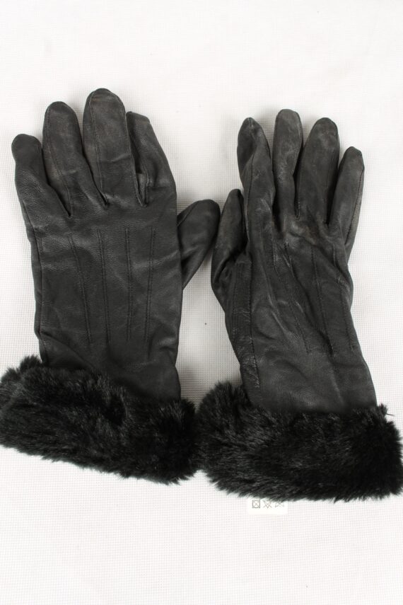 Vintage Womens Genuine Leather Gloves 90s Size 8 Black