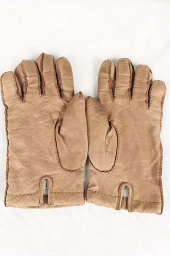 Vintage Unisex Faux Leather Gloves 90s Size 8.5 Brown G133-146542