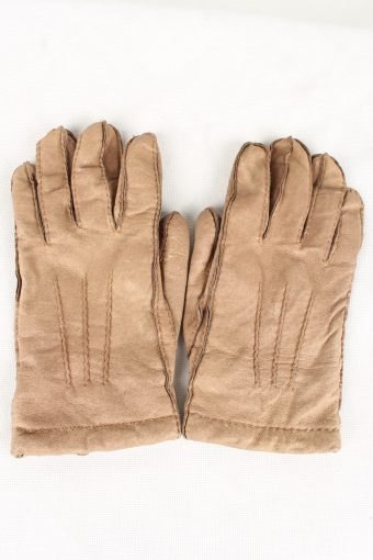 Vintage Unisex Faux Leather Gloves 90s Size 8.5 Brown
