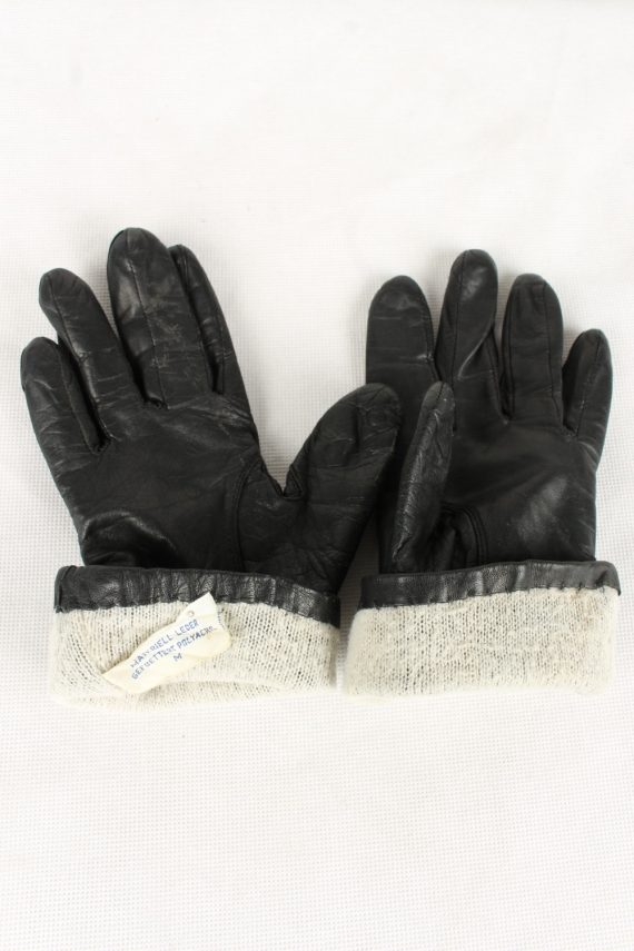 Vintage Womens Real Leather Gloves 90s Black