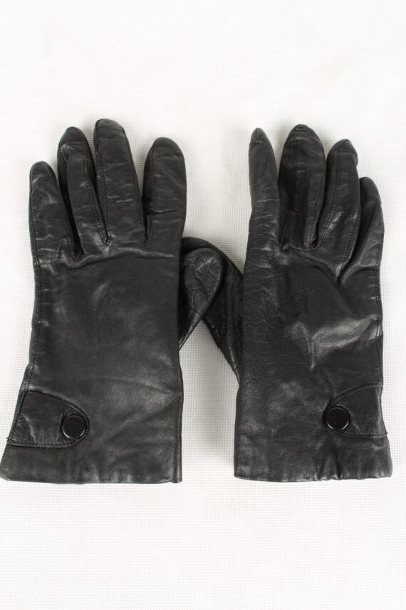 Vintage Womens Real Leather Gloves 90s Black